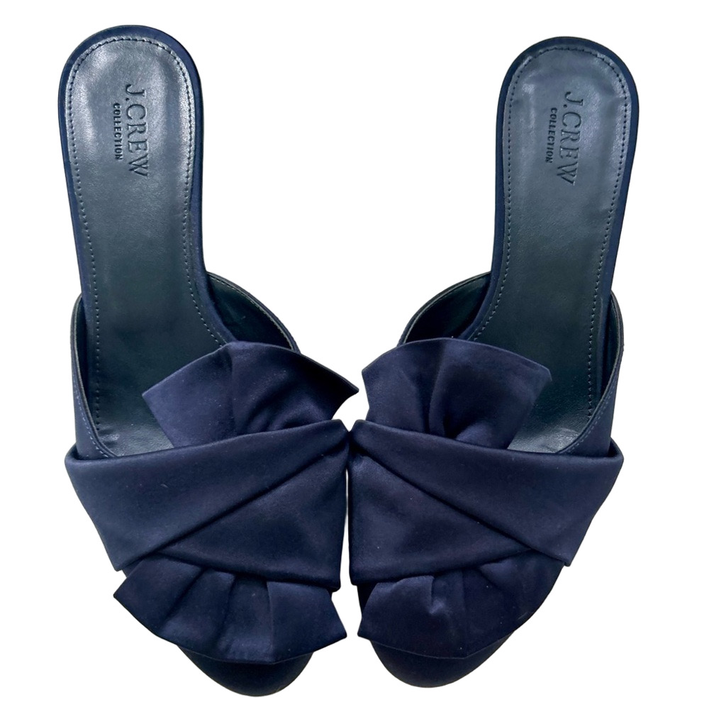 J. Crew Collection Blue Size 8 Mules Satin Wedges Slip On Heel Shoes - Picture 7 of 14